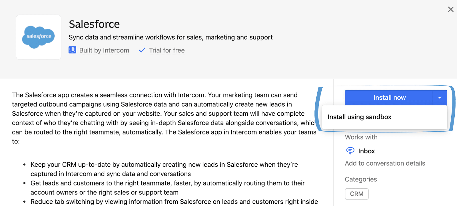 Intercom Salesforce Integration: Install Salesforce